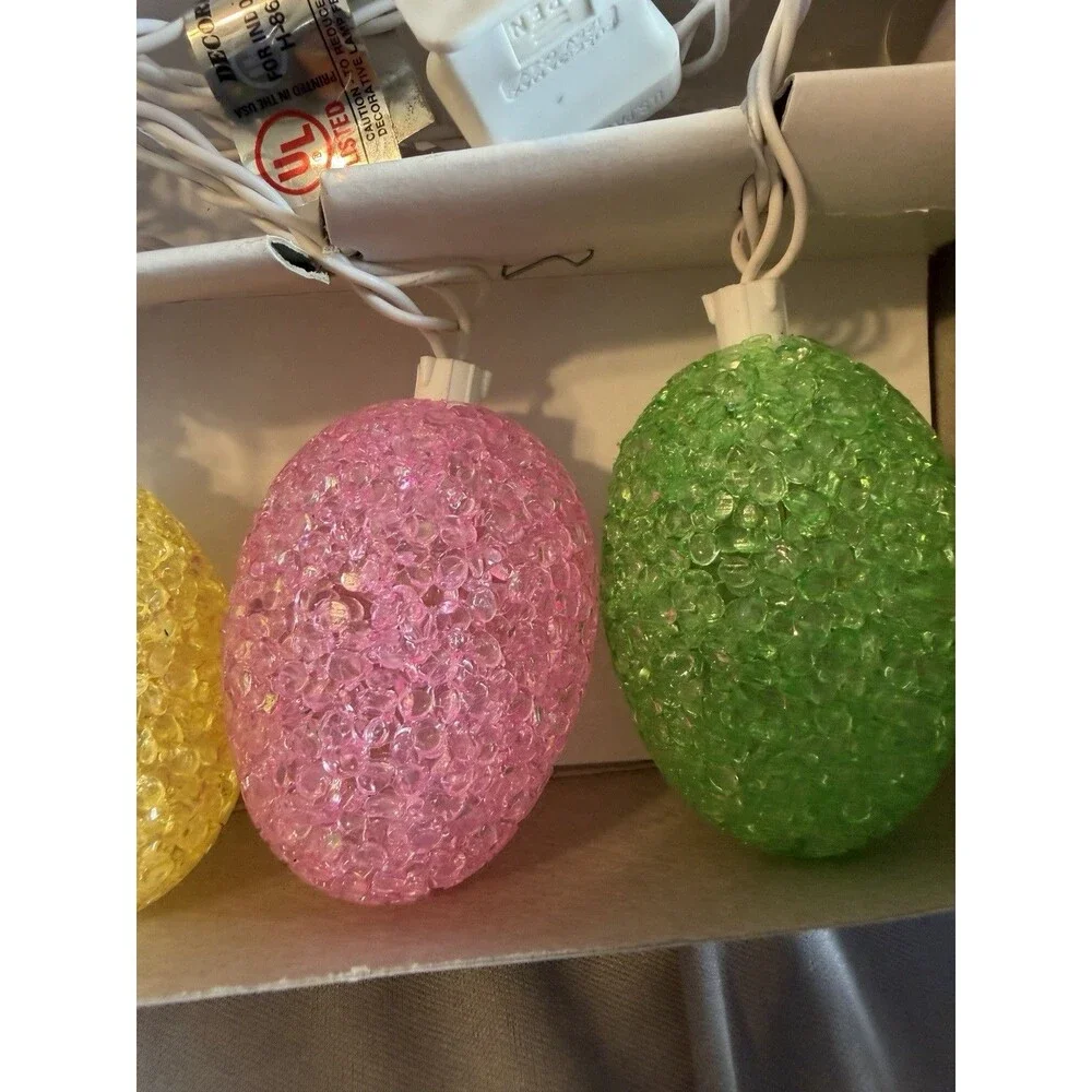 Vintage White String Lights Easter Jelly Egg Covers Pastel Colors Novelty w Box